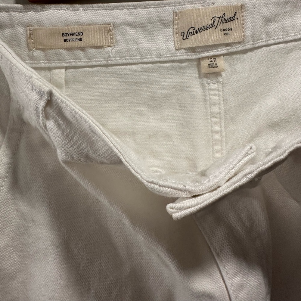 Universal Thread White Boyfriend Jeans – Size 12 - Cargo Y2K White Denim NWT - Picture 7 of 8